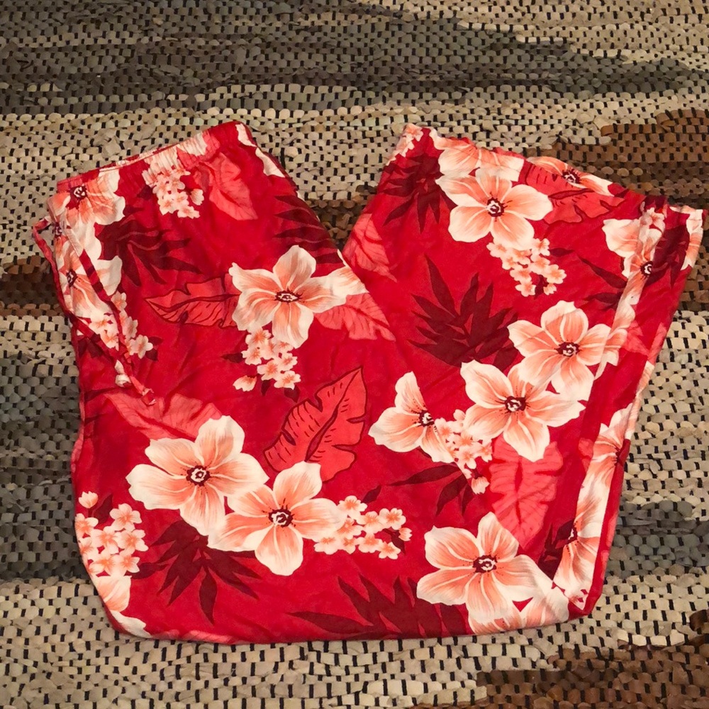 Classics By Jantzen Red Tropical Print Lounge Pants sz L